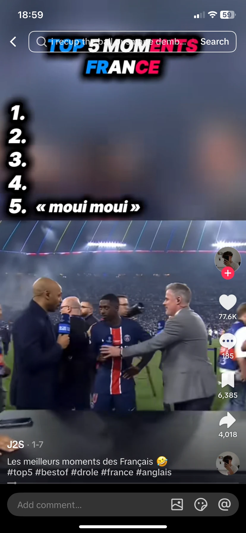 Exemple de TikTok viral au format classement Top 5
