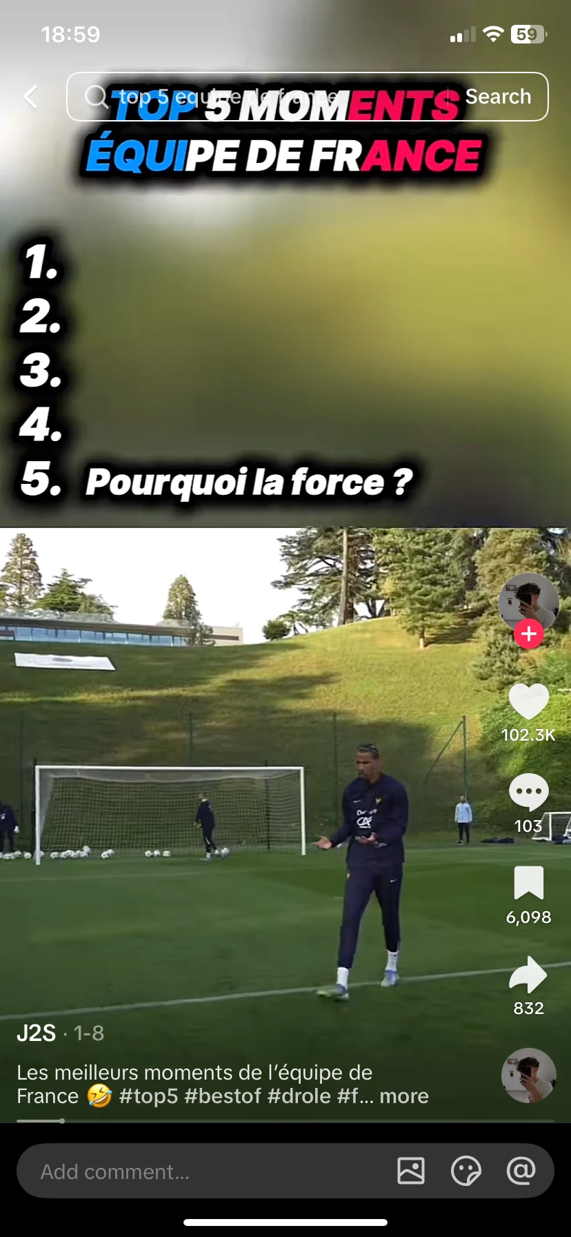 Exemple de TikTok viral au format classement Top 5
