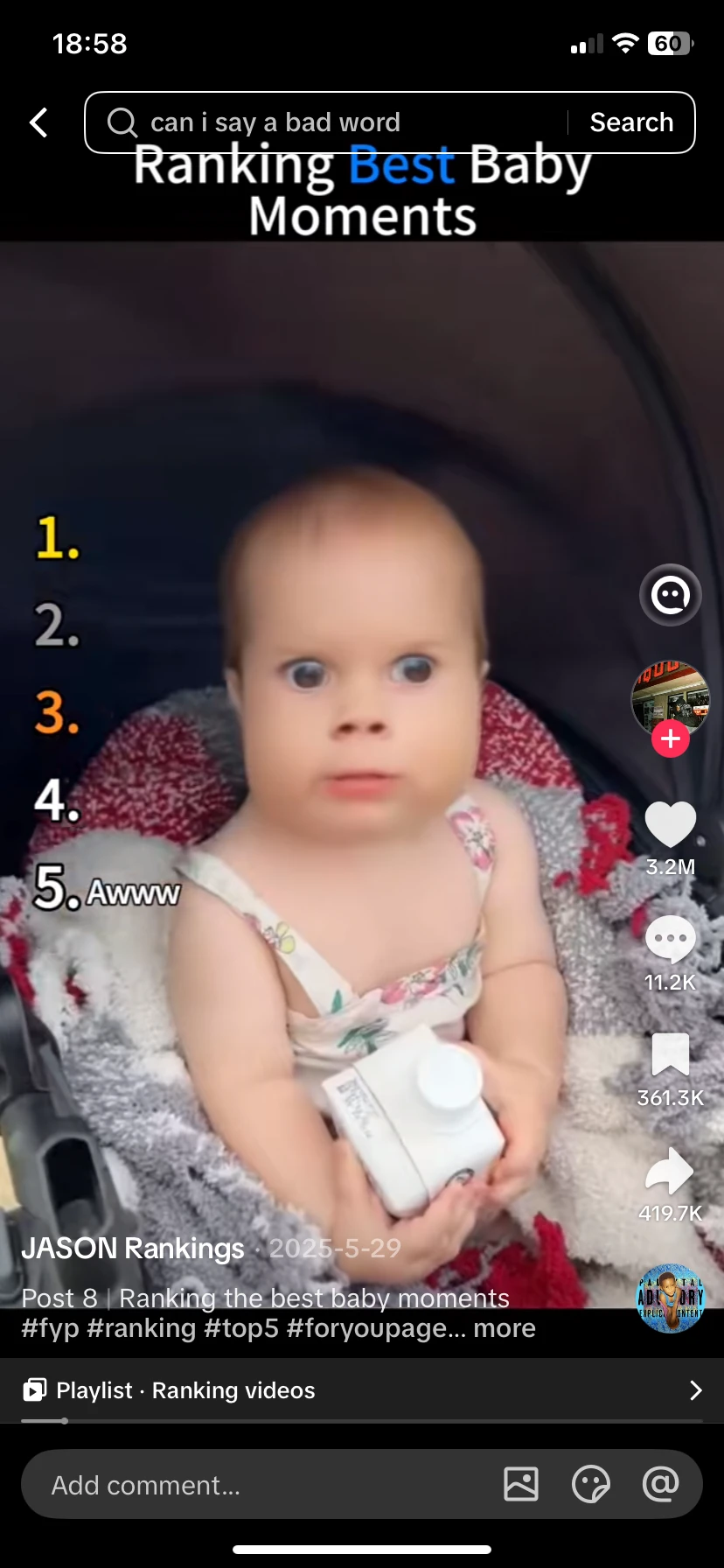 Exemple de TikTok viral au format classement Top 5